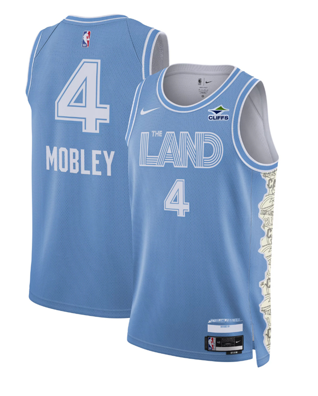 Personalized Men’s Cleveland Cavaliers #4 Evan Mobley Light Blue 2024 25 City Edition Stitched Jersey