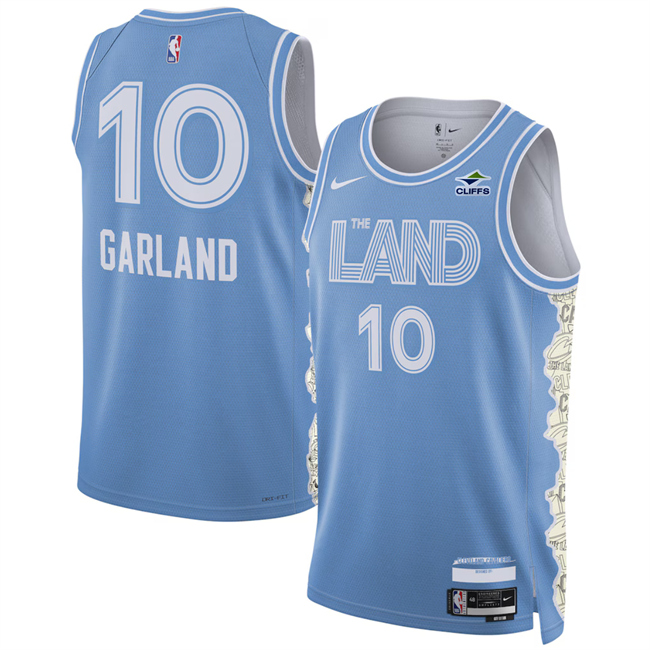 Personalized Men’s Cleveland Cavaliers #10 Darius Garland Light Blue 2024 25 City Edition Stitched Jersey