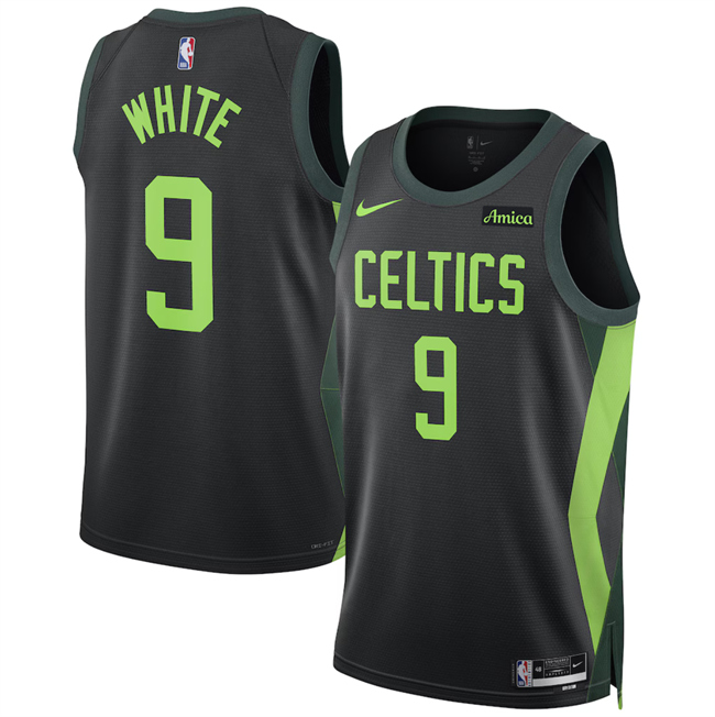 Personalized Men’s Boston Celtics #9 Derrick White Black 2024 25 City Edition Stitched Basketball Jersey