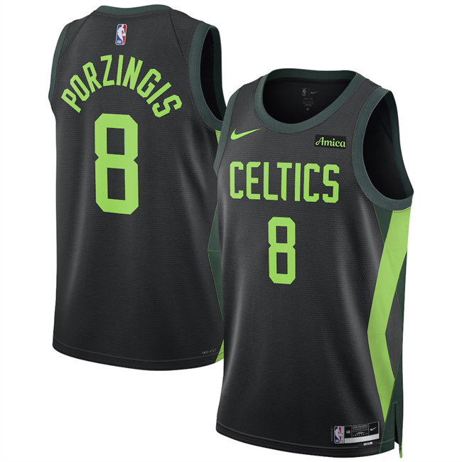 Personalized Men’s Boston Celtics #8 Kristaps Porzingis Black 2024 25 City Edition Stitched Basketball Jersey