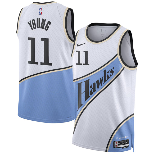 Personalized Men’s Atlanta Hawks #11 Trae Young White 2024 25 City Edition Stitched Jersey