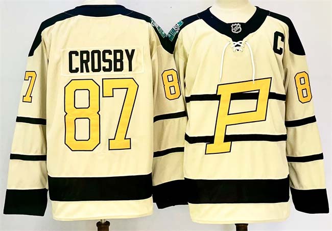 Personalized Men’s Pittsburgh Penguins #87 Sidney Crosby Cream 2024-25 With C Patch Winter Classic Stitched Hockey Jersey