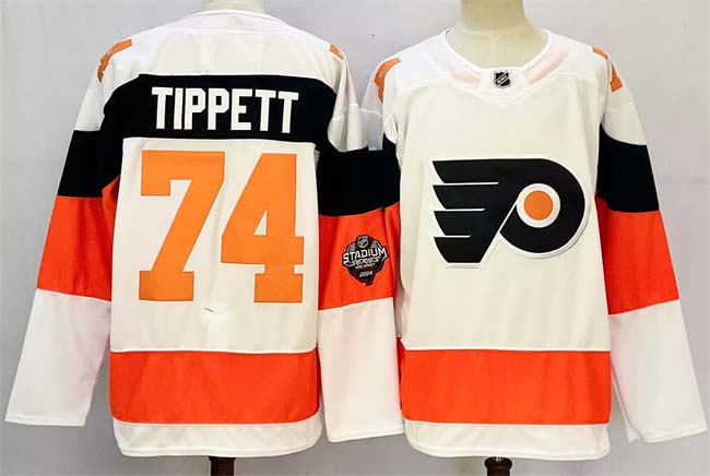 Personalized Men’s Philadelphia Flyers #74 Owen Tippett White 2024-25 With A Patch Stitched Jersey
