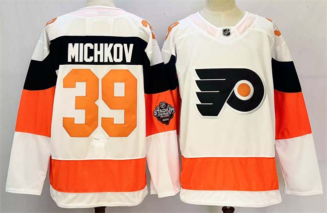 Personalized Men’s Philadelphia Flyers #39 Matvei Michkov White 2024-25 With A Patch Stitched Jersey