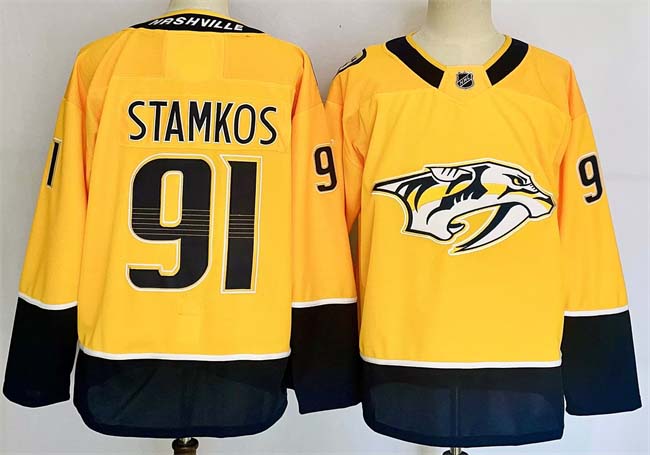 Personalized Men’s Nashville Predators #91 Steven Stamkos Gold 2024-25 Home Stitched Hockey Jersey