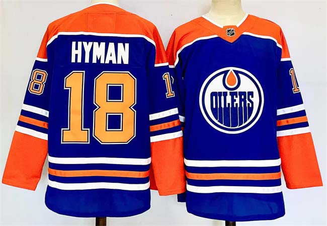 Personalized Men’s Edmonton Oilers #18 Zach Hyman Royal 2024-25 Stitched Jersey