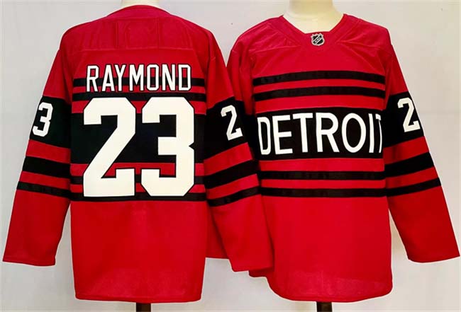 Personalized Men’s Detroit Red Wings #23 Lucas Raymond Red 2024-25 Reverse Retro Stitched Jersey