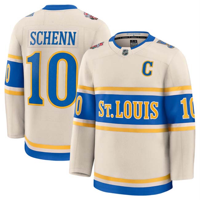 Personalized Men’s St. Louis Blues #10 Brayden Schenn Cream 2024-25 Winter Classic Stitched Hockey Jersey