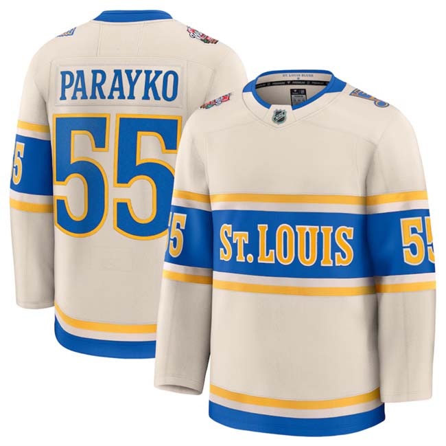 Personalized Men’s St. Louis Blues #55 Colton Parayko Cream 2024-25 Winter Classic Stitched Hockey Jersey