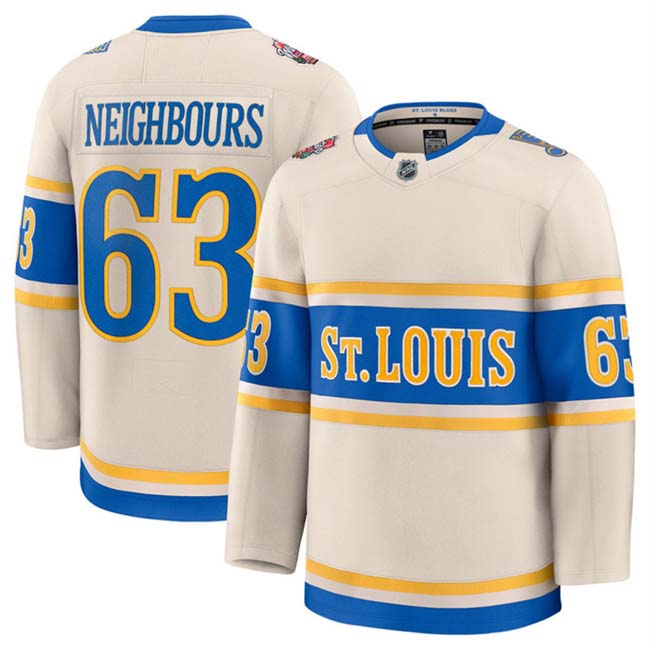 Personalized Men’s St. Louis Blues #63 Jake Neighbours Cream 2024-25 Winter Classic Stitched Hockey Jersey