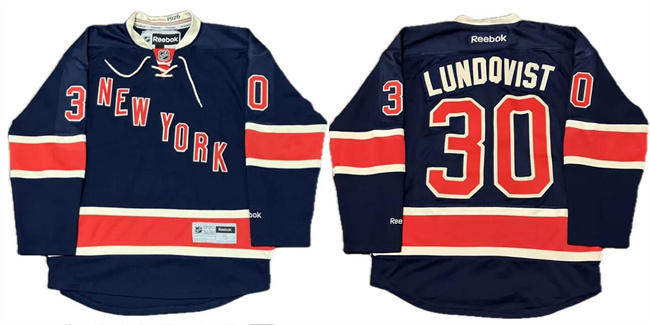 Personalized Men’s New York Rangers #30 Henrik Lundqvist Navy Stitched Hockey Jersey
