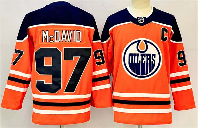 Personalized Men’s Edmonton Oilers #97 Connor McDavid Orange 2024-25 With C Patch Heritage Classic Primegreen Stitched Jersey