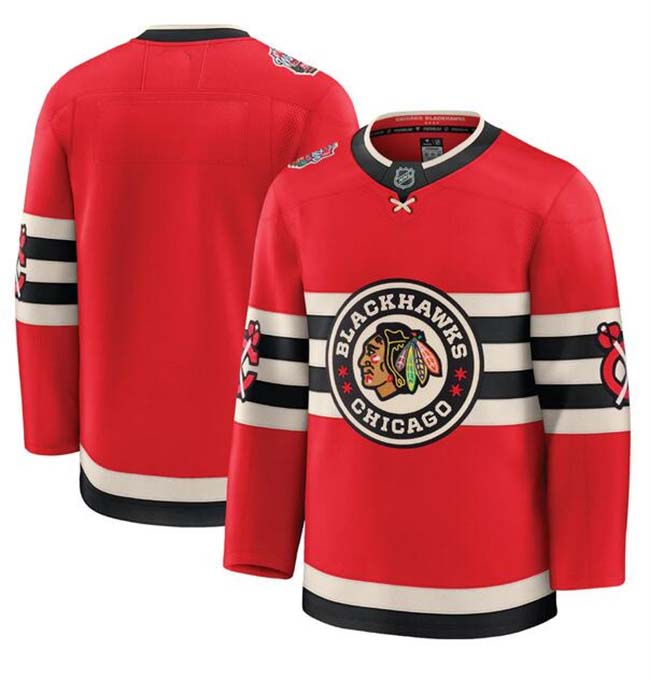 Personalized Men’s Chicago Blackhawks Blank Red 2024-25 Winter Classic Stitched Hockey Jersey