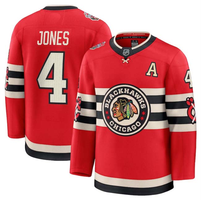 Personalized Men’s Chicago Blackhawks #4 Seth Jones Red 2024-25 Winter Classic Stitched Hockey Jersey