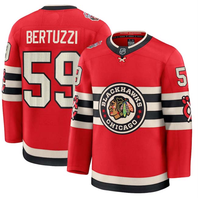 Personalized Men’s Chicago Blackhawks #59 Tyler Bertuzzi Red 2024-25 Winter Classic Stitched Hockey Jersey