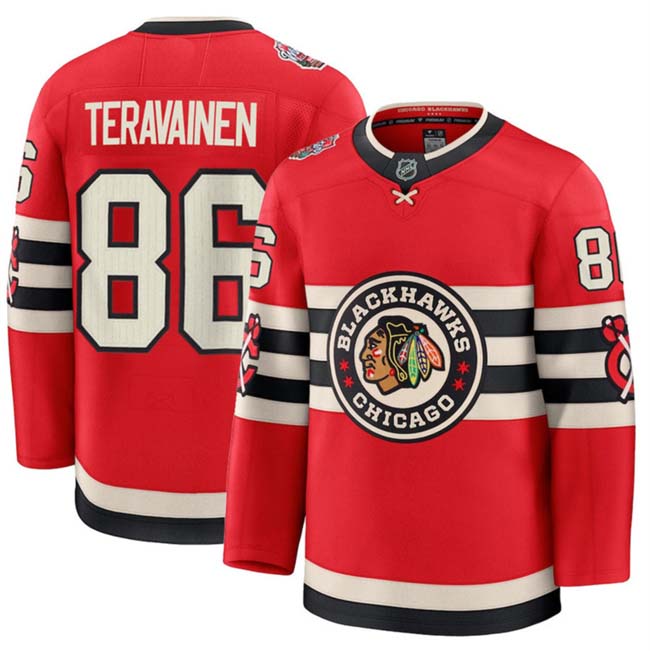 Personalized Men’s Chicago Blackhawks #86 Teuvo Teravainen Red 2024-25 Winter Classic Stitched Hockey Jersey