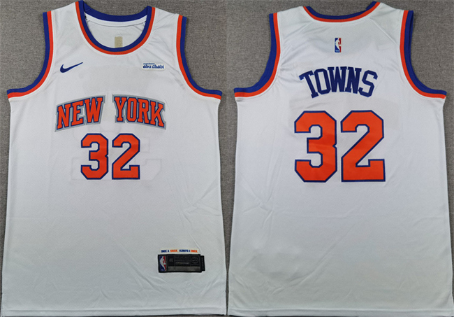 Personalized Men’s New Yok Knicks #32 Karl-Anthony Towns White 2024 Association Edition Stitched Basketball Jersey