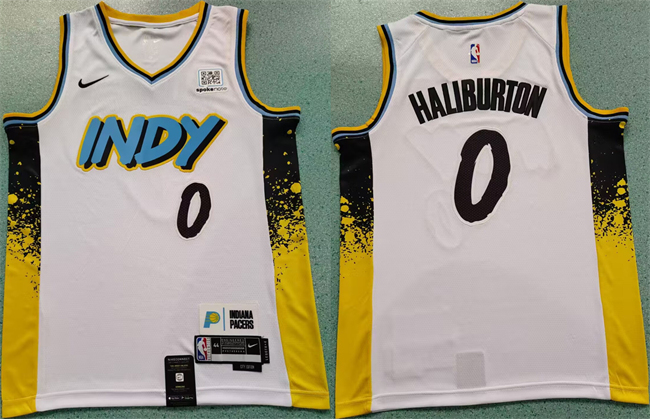 Personalized Men’s Indiana Pacers #0 Tyrese Haliburton White 2024 25 City Edition Stitched Basketball Jersey