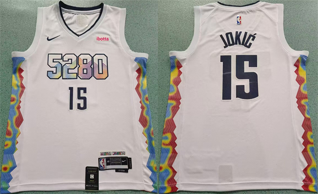 Personalized Men’s Denver Nuggets #15 Nikola Jokić White 2024 25 City Edition Stitched Basketball Jersey
