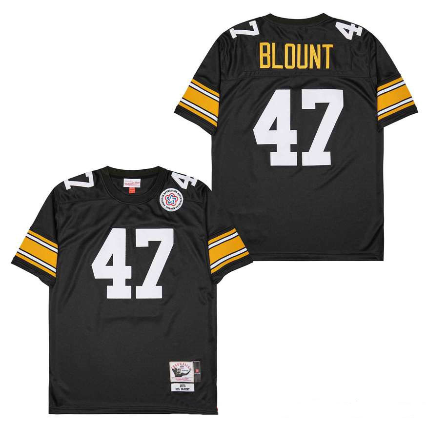 Personalized Mitchell And Ness Steelers #47 Throwback Stitched NFL Jerseys