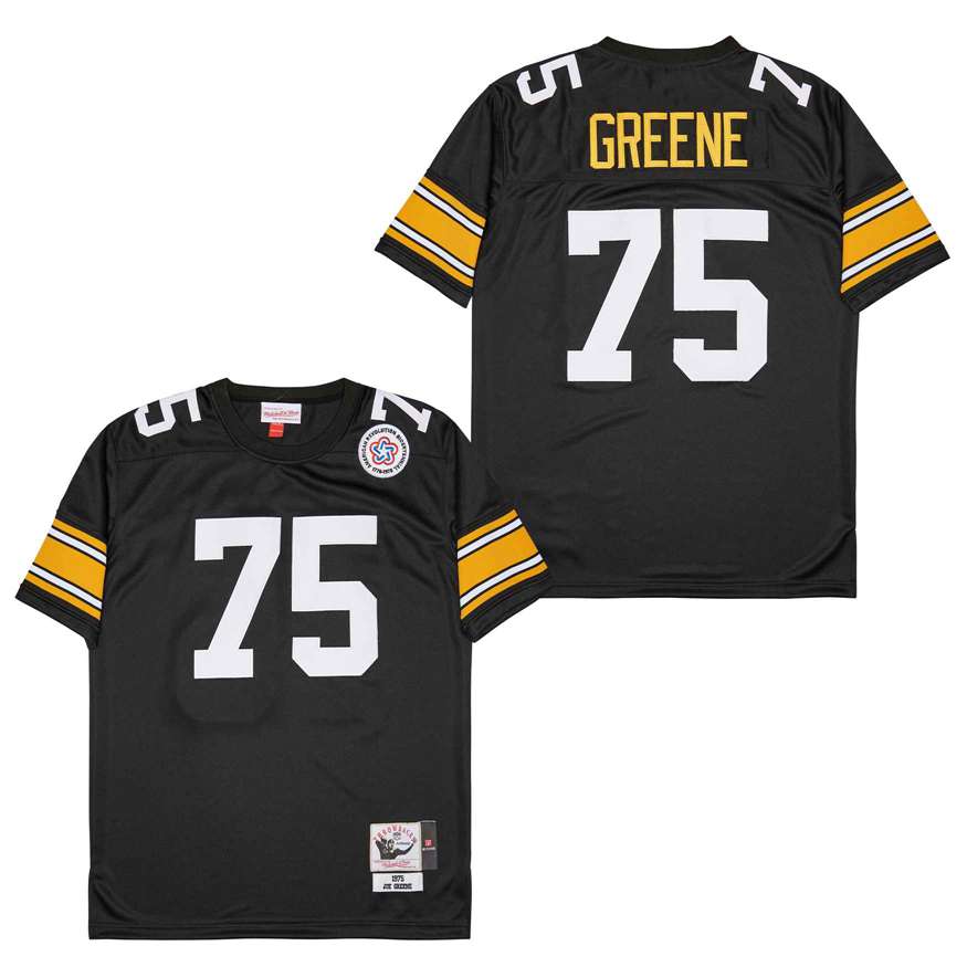 Personalized Mitchell And Ness Steelers #75 Throwback Stitched NFL Jerseys