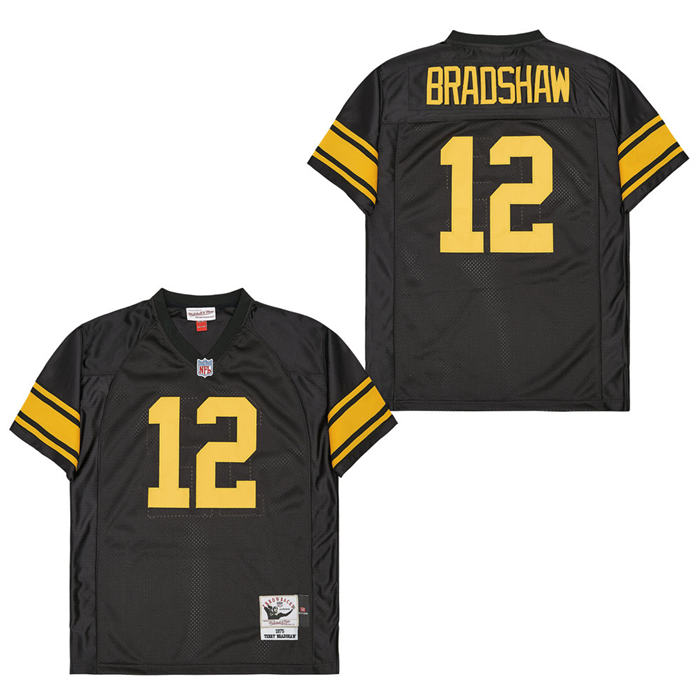 Personalized Mitchell And Ness Steelers #12 John Stallworth Black Throwback Stitched NFL Jersey
