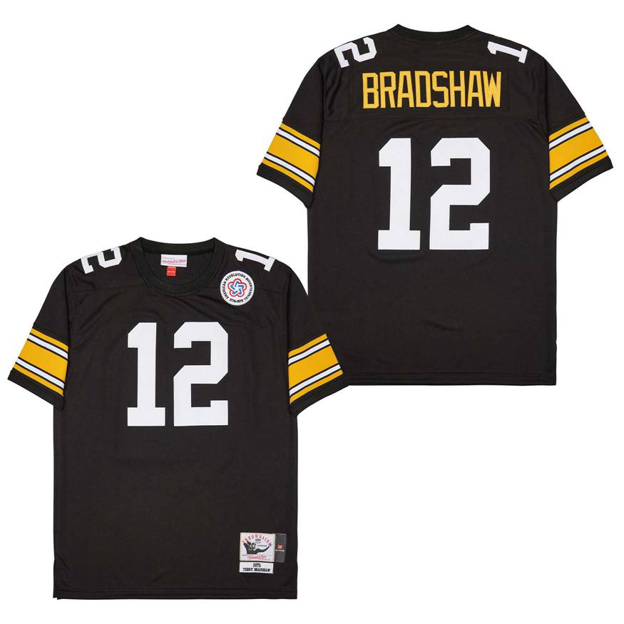 Personalized Mitchell And Ness Steelers #12 John Stallworth Black Throwback Stitched NFL Jerseys