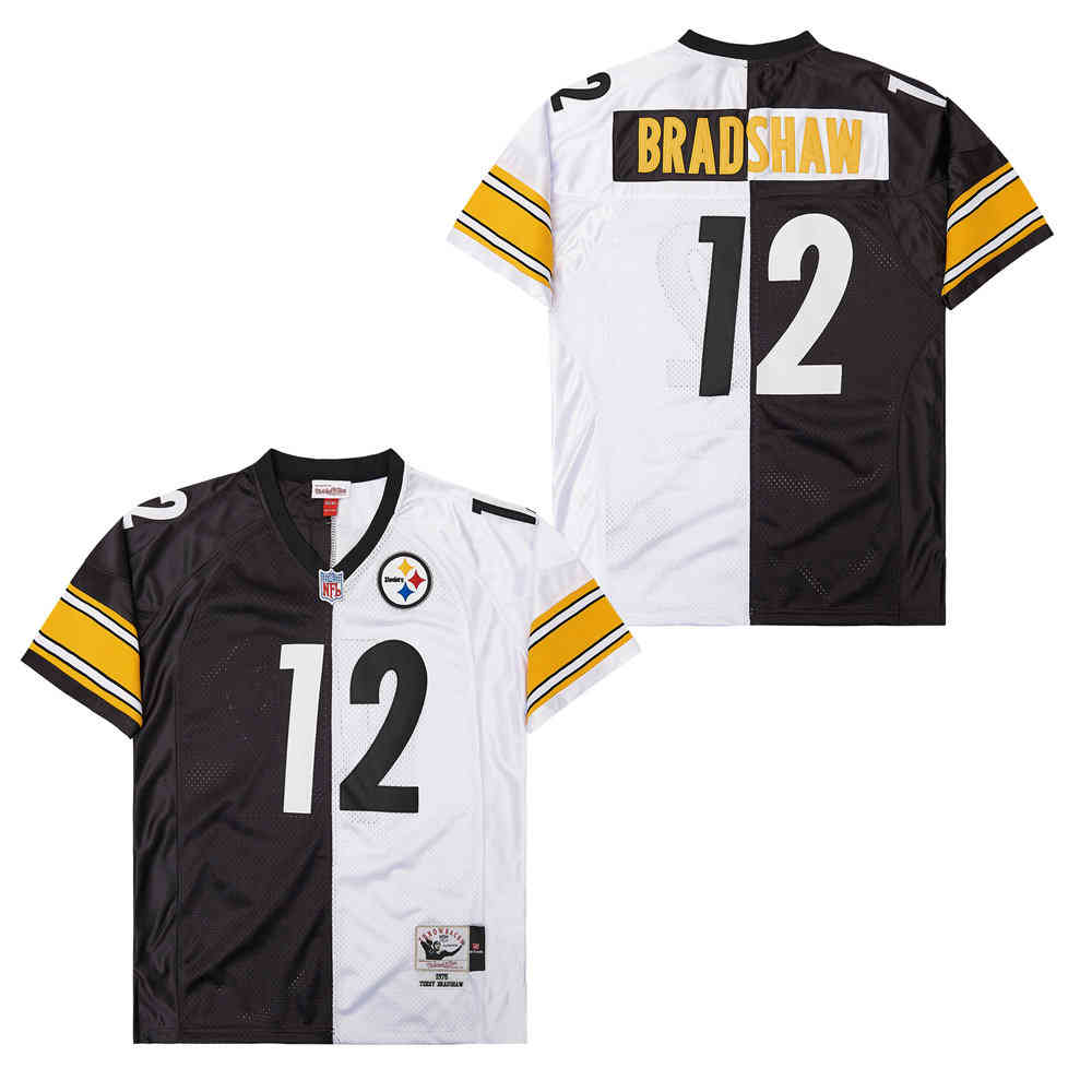 Personalized Mitchell And Ness Steelers #12 John Stallworth Black Throwback Stitched NFL Jerseys