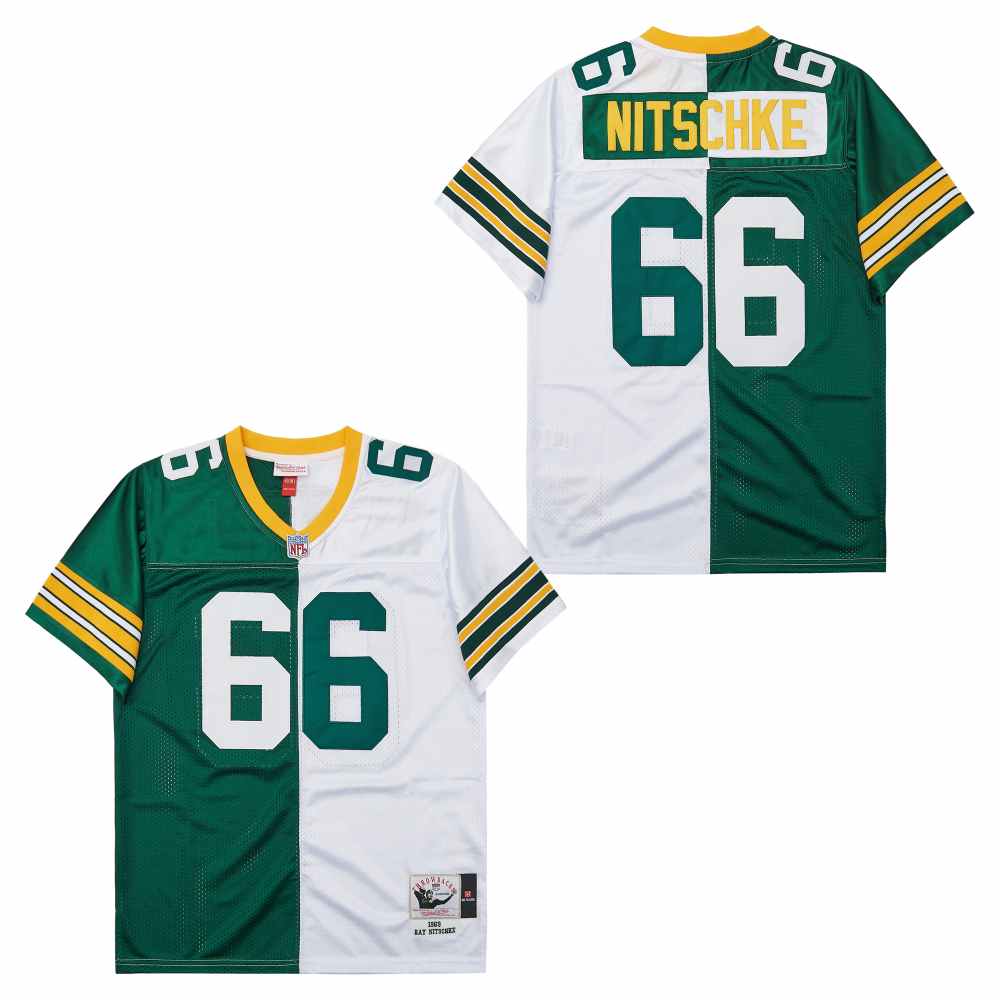 Personalized Mitchell And Ness Packers #66 Throwback Stitched NFL Jersey