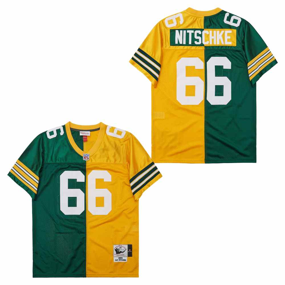 Personalized Mitchell And Ness Packers #66 Throwback Stitched NFL Jerseys