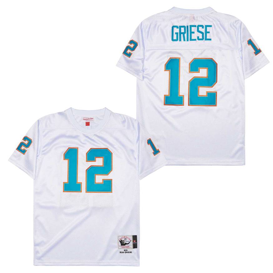 Personalized Mitchell And Ness Dolphins #12 Throwback Stitched NFL Jerseys