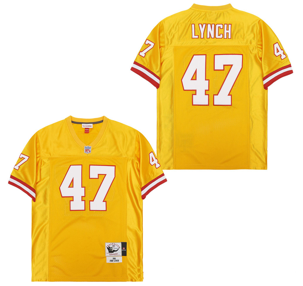 Personalized Mitchell And Ness Buccaneers #47 Gold Throwback Stitched NFL Jersey