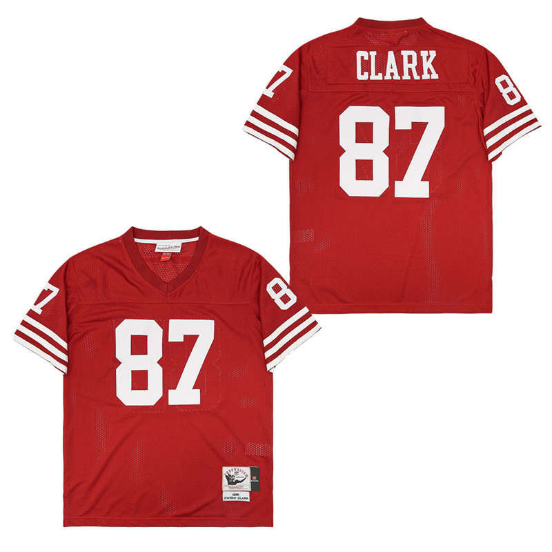 Personalized Mitchell And Ness 49ers #87 Dwight Clark Men’s Throwback Stitched NFL Jersey