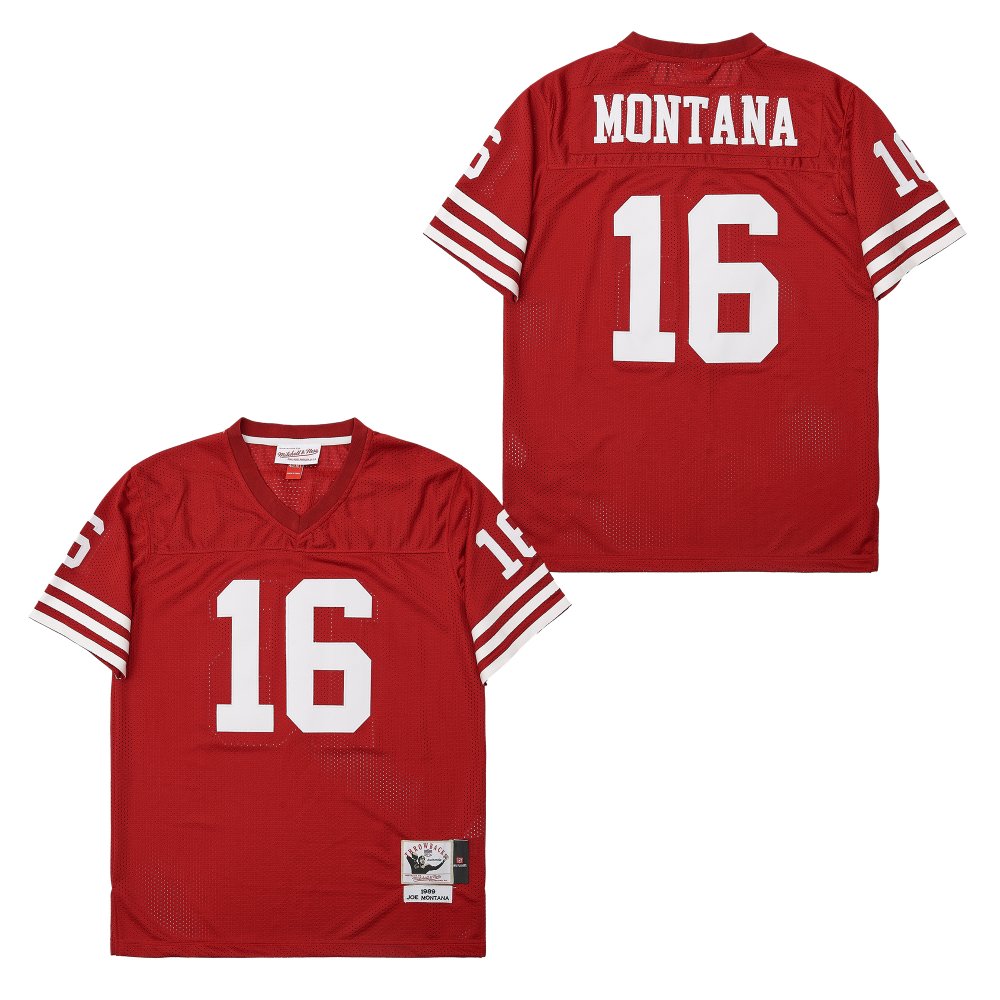 Personalized Mitchell And Ness 49ers #16 Joe Montana Men’s Throwback Stitched NFL Jerseys