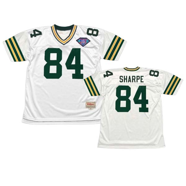 Personalized Men’s Sterling Sharpe #84 Green Bay Packers 1994 Jersey Mitchell & Ness white