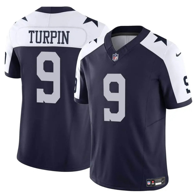 Personalized Men’s Dallas Cowboys #9 KaVontae Turpin Navy White Thanksgiving Untouchable Limited Stitched Football Jersey