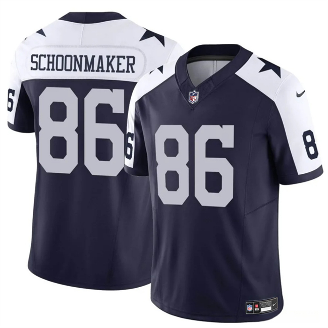 Personalized Men’s Dallas Cowboys #86 Luke Schoonmaker Navy White Thanksgiving Untouchable Limited Stitched Football Jersey
