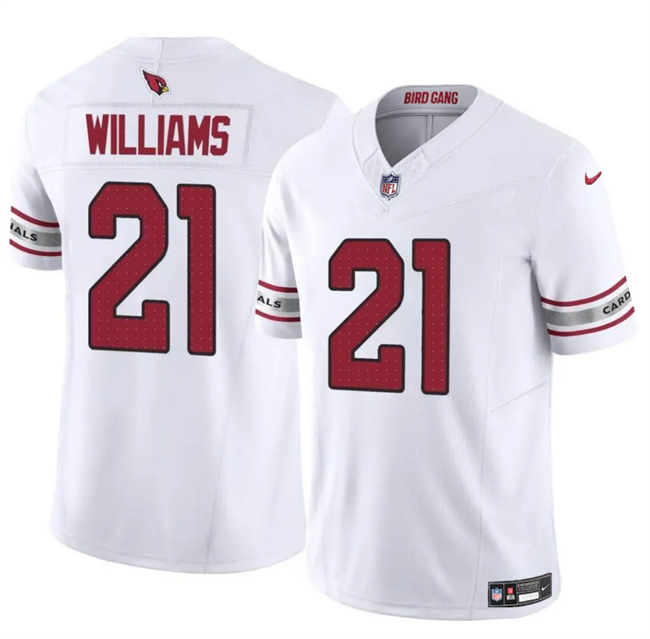 Personalized Men’s Arizona Cardinals #21 Garrett Williams White 2024 F.U.S.E. Untouchable Limited Stitched Jersey