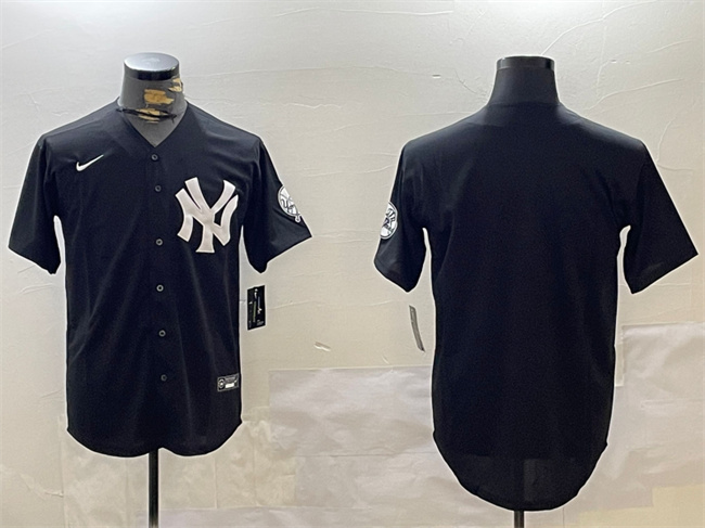Personalized Men’s New York Yankees Blank Black With Patch Cool Base Stitched Baseball Jersey