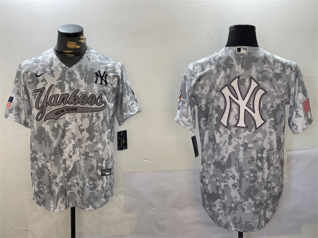 Personalized Men’s New York Yankees Team Big Logo 2024 Arctic Camo Stitched Baseball Jersey