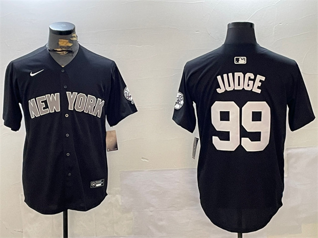 Personalized Men’s New York Yankees #99 Aaron Judge Black With Patch Limited Stitched Baseball Jersey