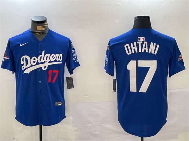 Personalized Men’s Los Angeles Dodgers #17 Shohei Ohtani Royal 2024 World Series Champions With Fernando Memorial Patch Alternate Limited Stitched Baseball Jersey