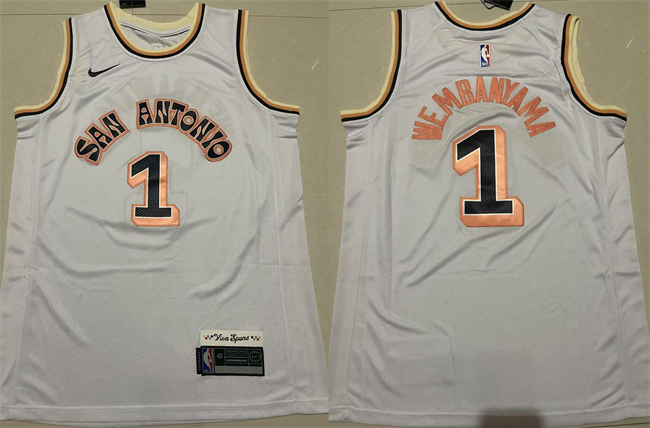 Personalized Men’s San Antonio Spurs #1 Victor Wembanyama Light Blue 2024 City Edition Stitched Basketball Jersey