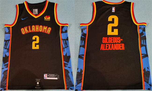 Personalized Men’s Oklahoma City Thunder #2 Shai Gilgeous-Alexander Black 2024-25 City Edition Stitched Basketball Jersey