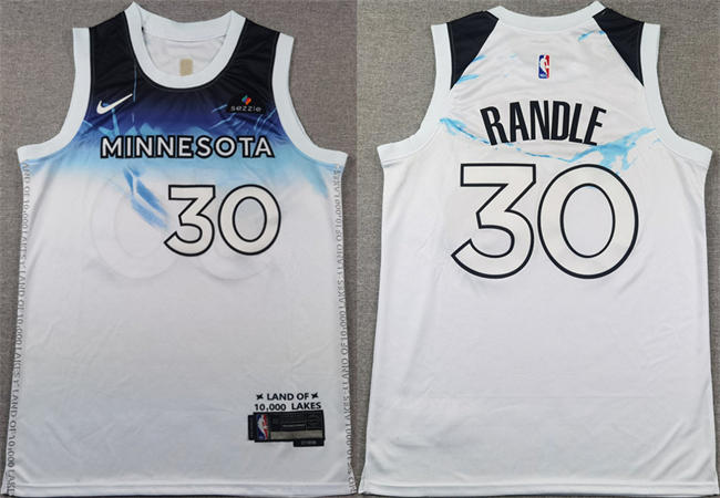 Personalized Men’s Minnesota Timberwolves #30 Julius Randle White 2024 City Edition Stitched Jersey