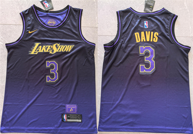 Personalized Men’s Los Angeles Lakers #3 Anthony Davis Purple 2024 City Edition Stitched Basketball Jersey