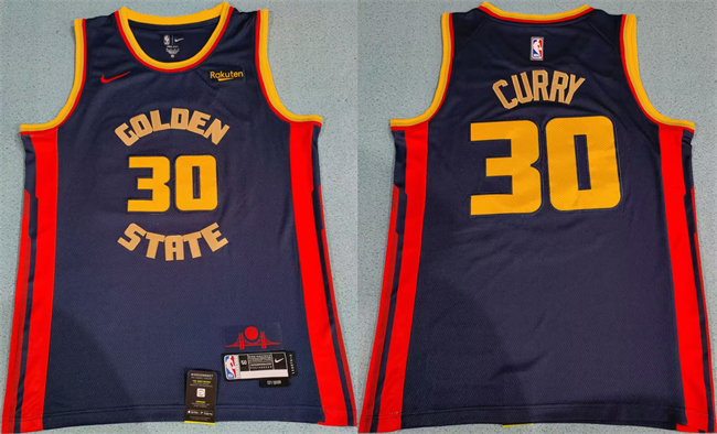 Personalized Men’s Golden State Warriors #30 Stephen Curry Navy 2024 25 City Edition Stitched Basketball Jersey