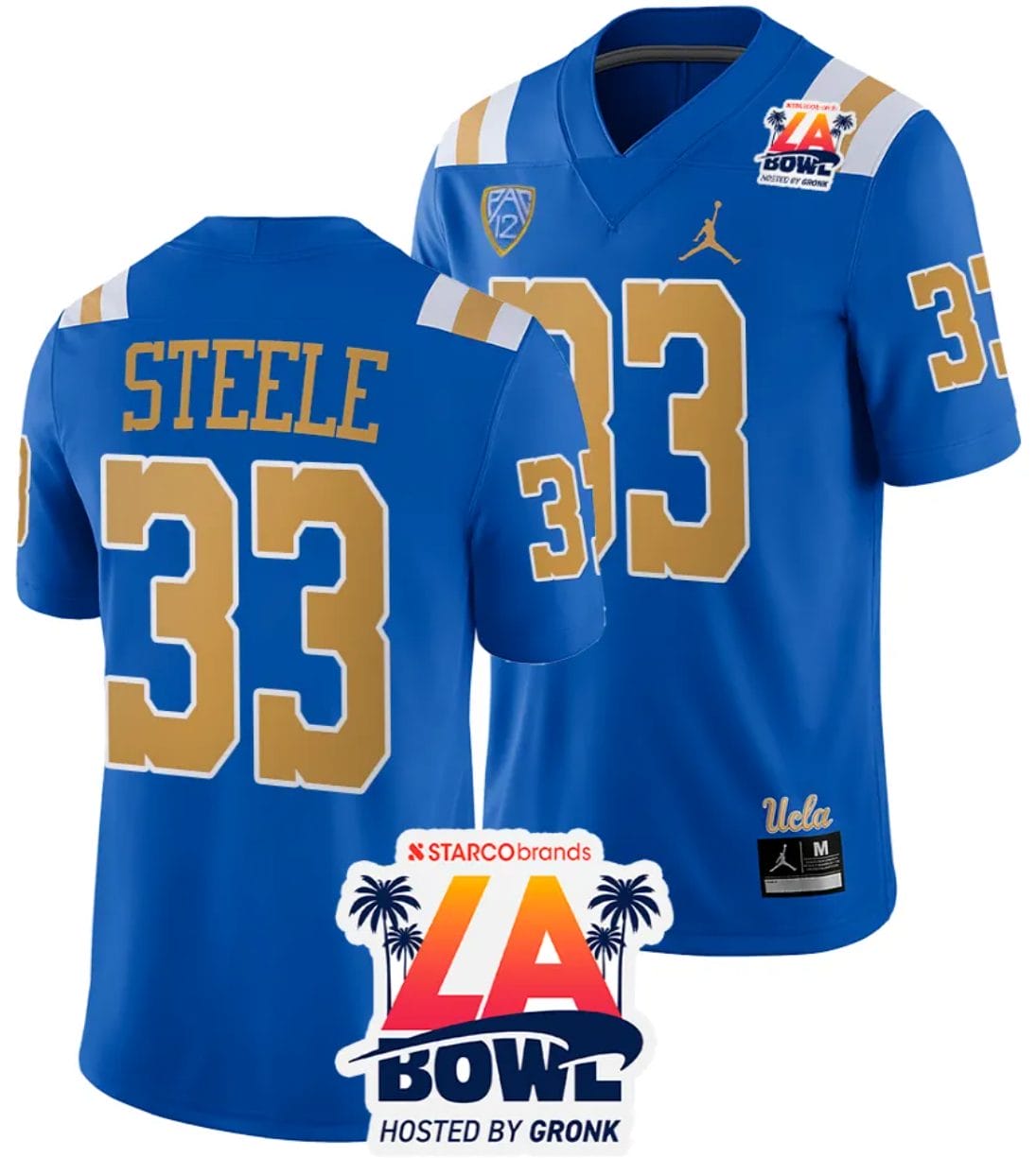 Personalized Men’s UCLA Bruins #33 Carson Steele Blue 2023 LA Bowl College Stitched Football Jersey