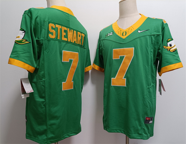 Personalized Men’s Oregon Ducks #7 Evan Stewart Green 2024 F.U.S.E. Stitched Jersey