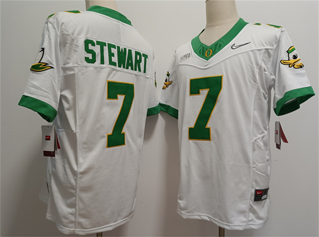 Personalized Men’s Oregon Ducks #7 Evan Stewart White 2024 F.U.S.E. Stitched Jersey